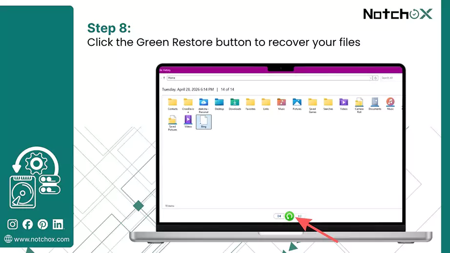 Green Restore button