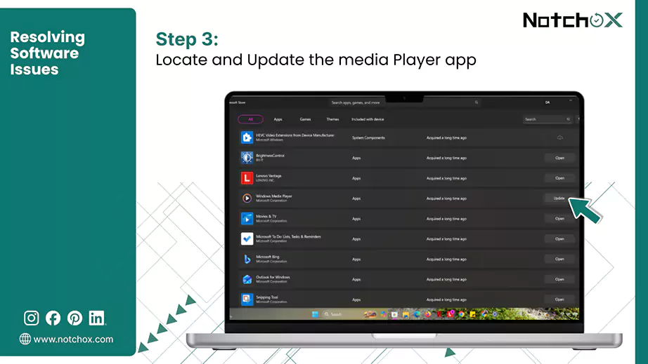Locate and Update the media Player app
