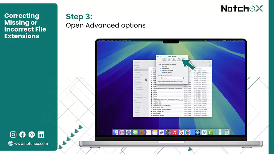 Open Advanced options