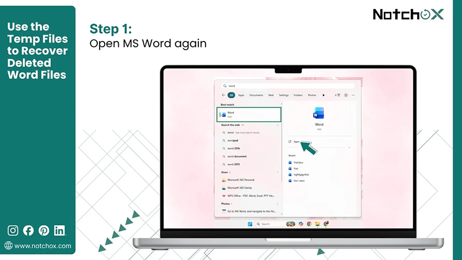 Open MS Word again