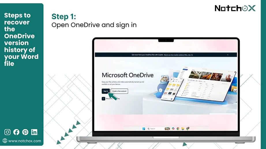 Open OneDrive and sign in