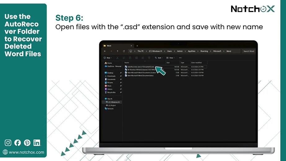 Open files with the “.asd” extension and save with new name