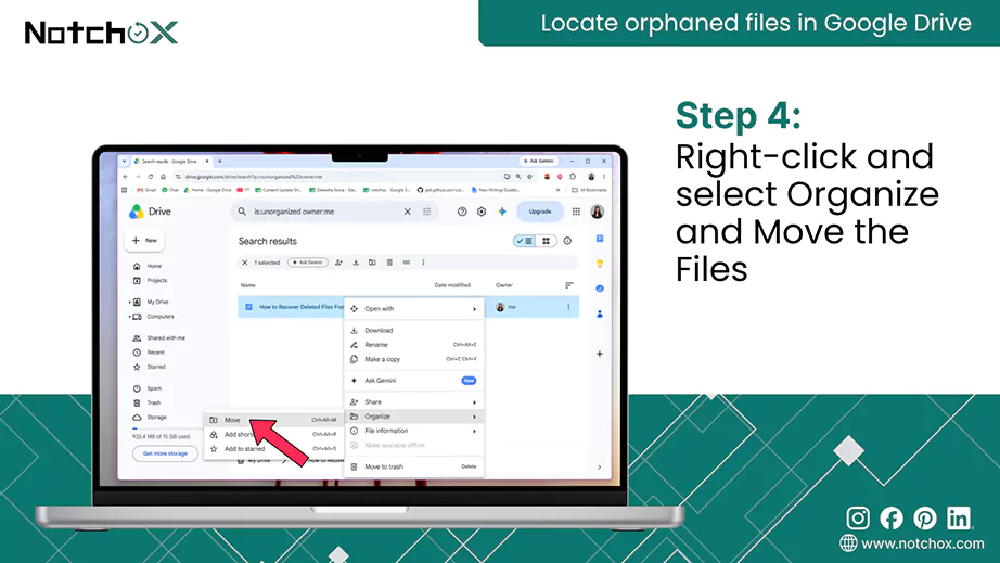 Right click and select Organize and Move the Files