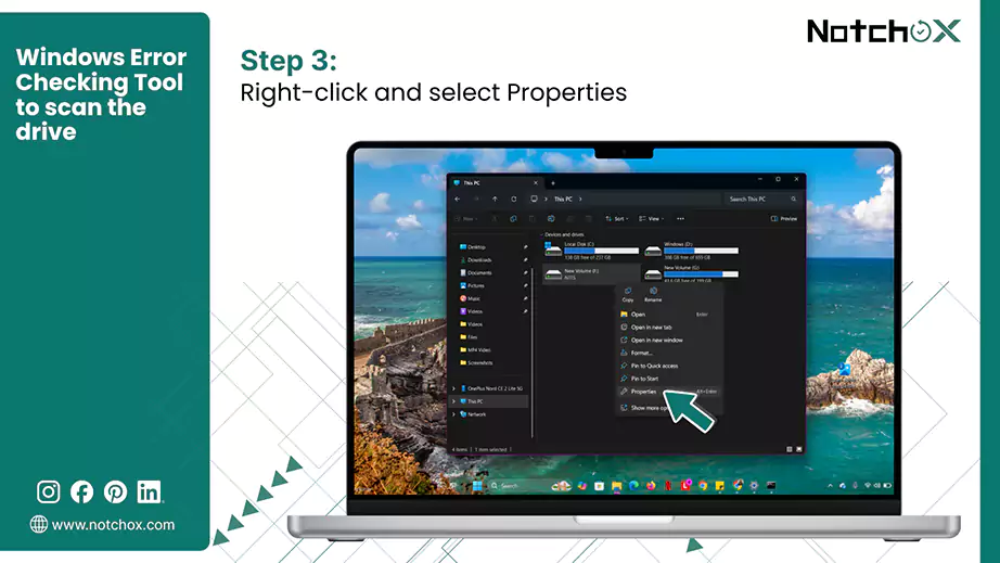 Right click and select Properties