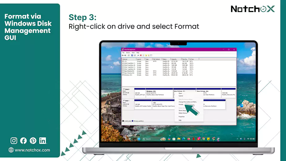 Right click on drive and select Format