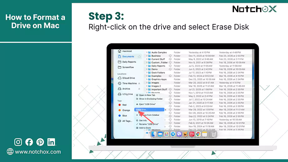 Right click on the drive and select Erase Disk