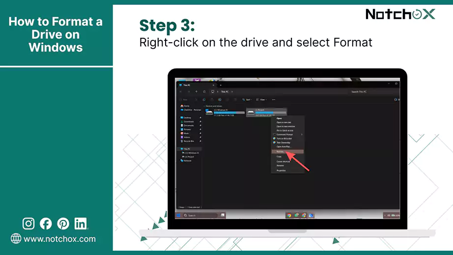 Right click on the drive and select Format