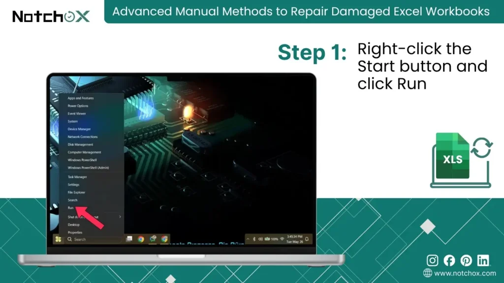 Right-click the Start button and click