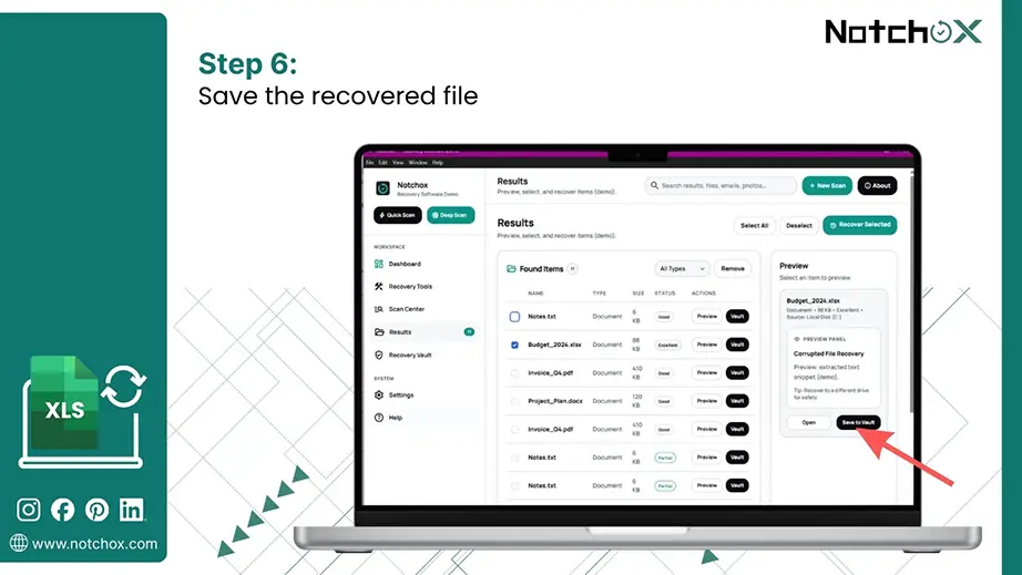 Save the recovered file