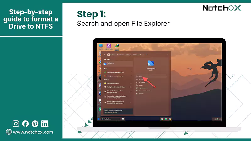 Search and open File Explorer