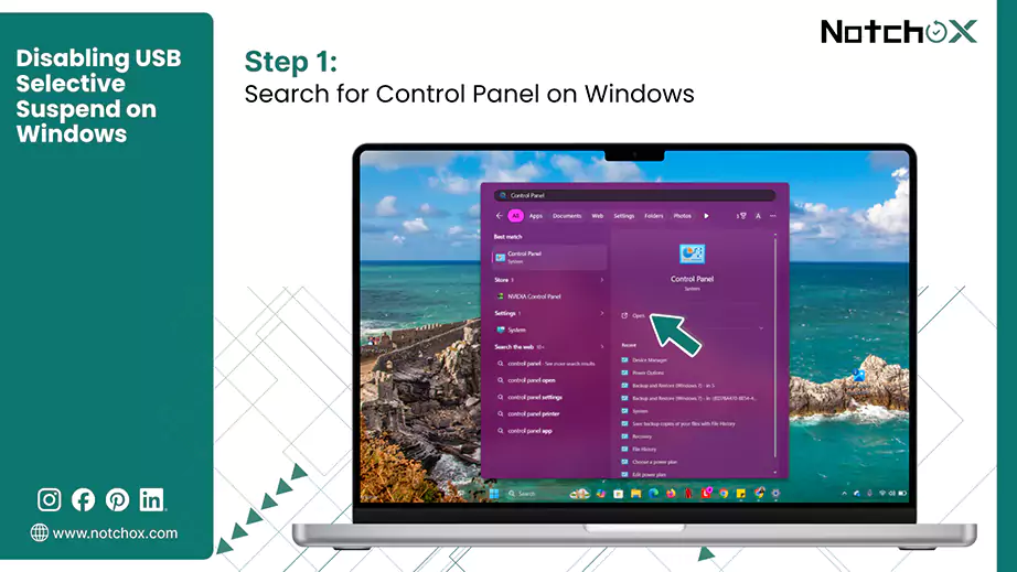 Search for Control Panel on Windows