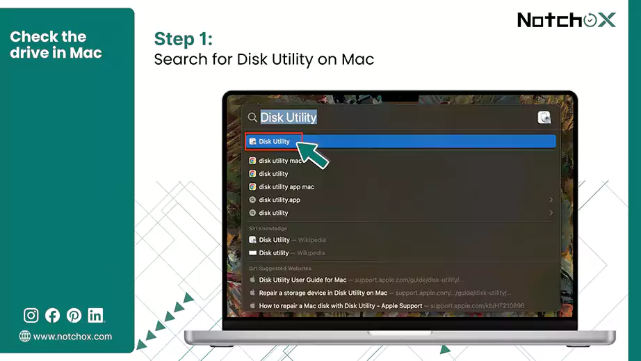 Search for Disk Utility on Mac