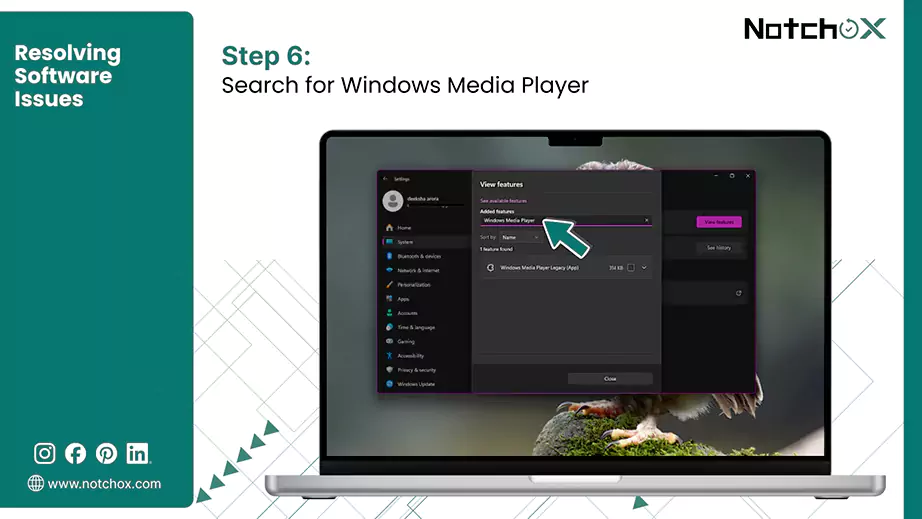 Search for Windows Media Player