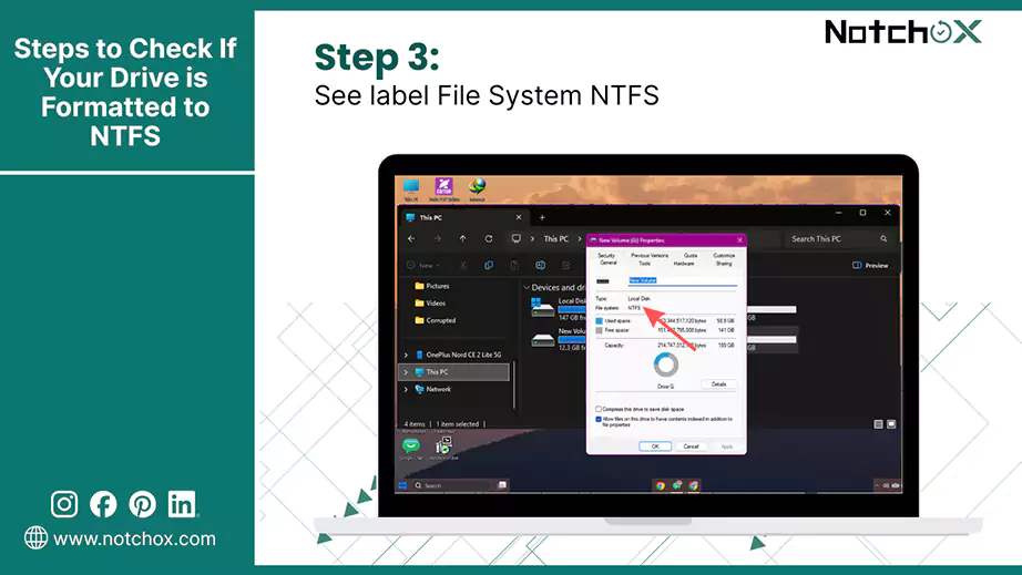 See label File System NTFS