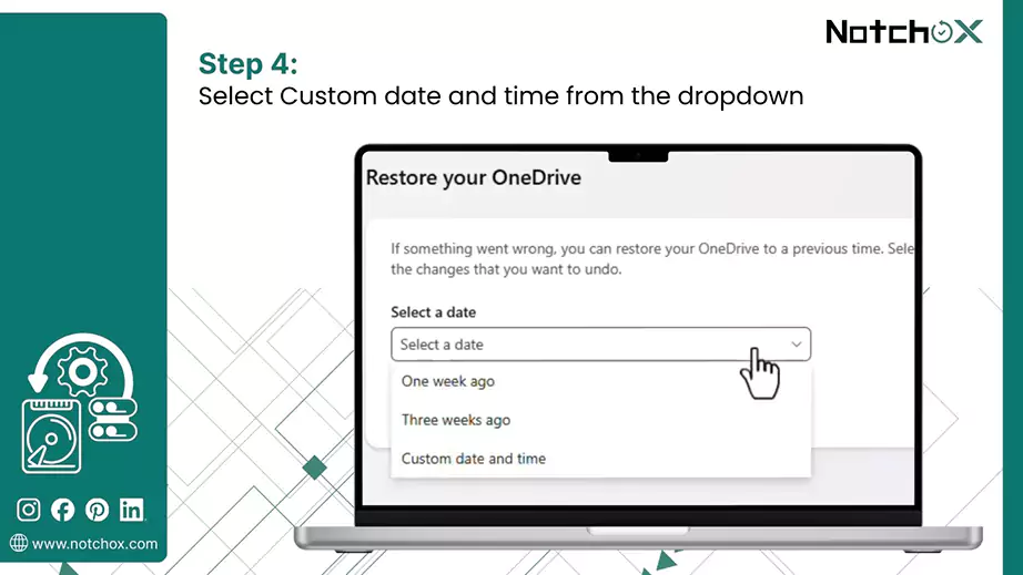Select Custom date and time from the dropdown