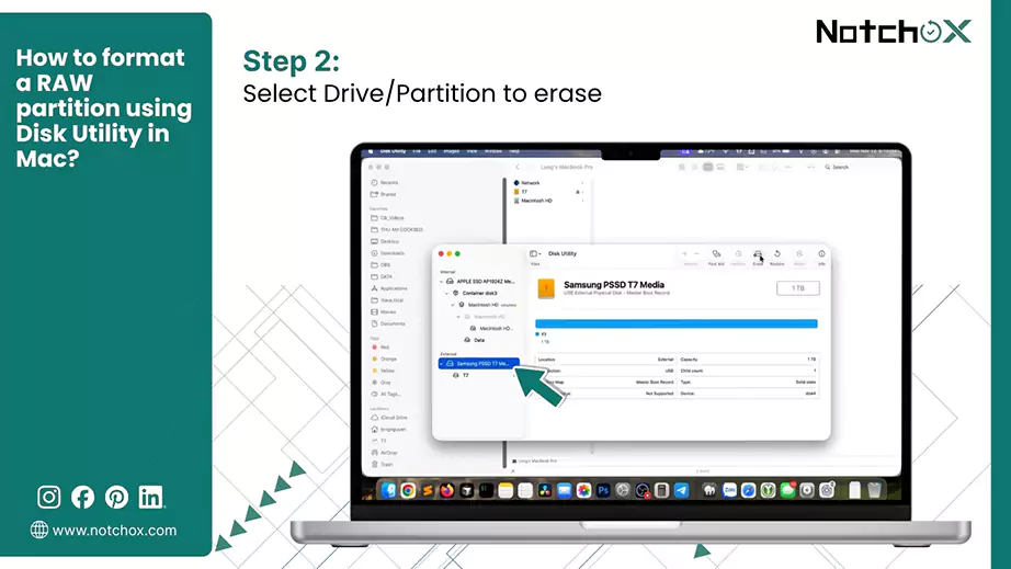Select Drive Partition to erase