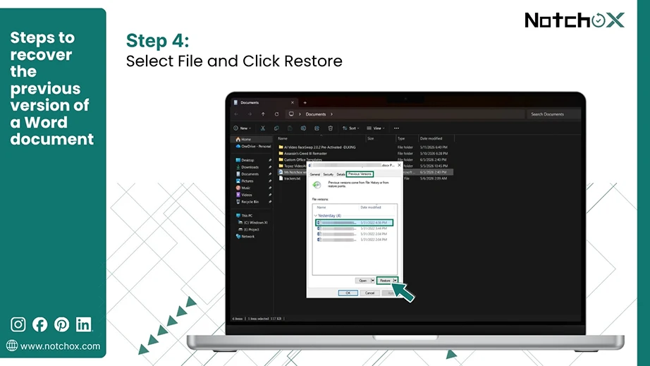 Select File and Click Restore