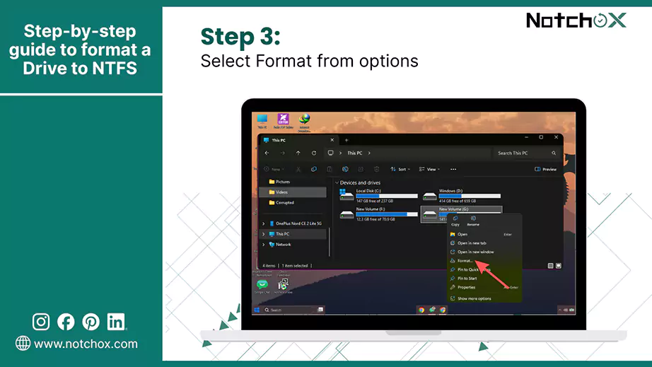 Select Format from options