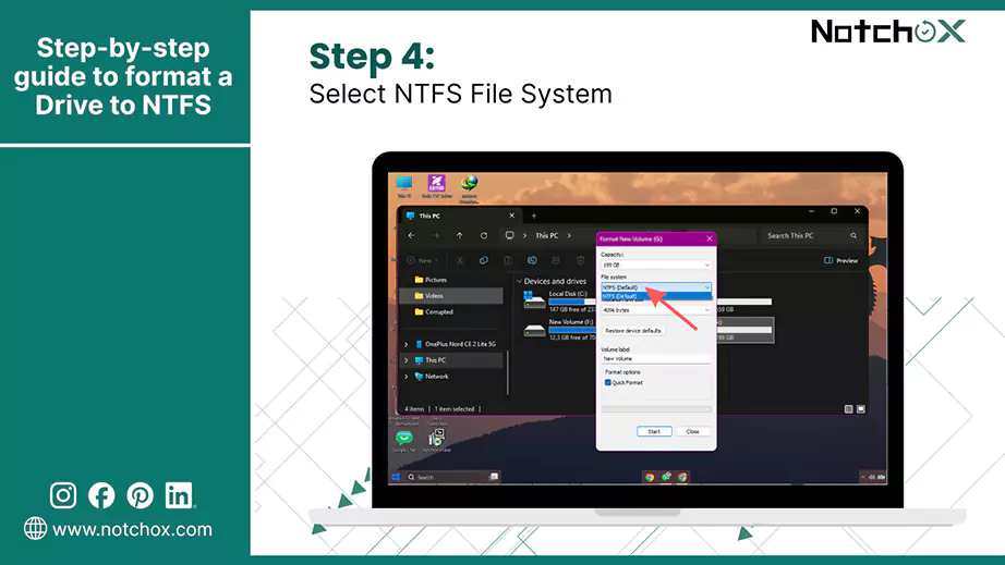 Select NTFS File System