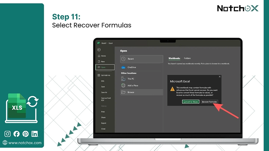 Select Recover Formulas button