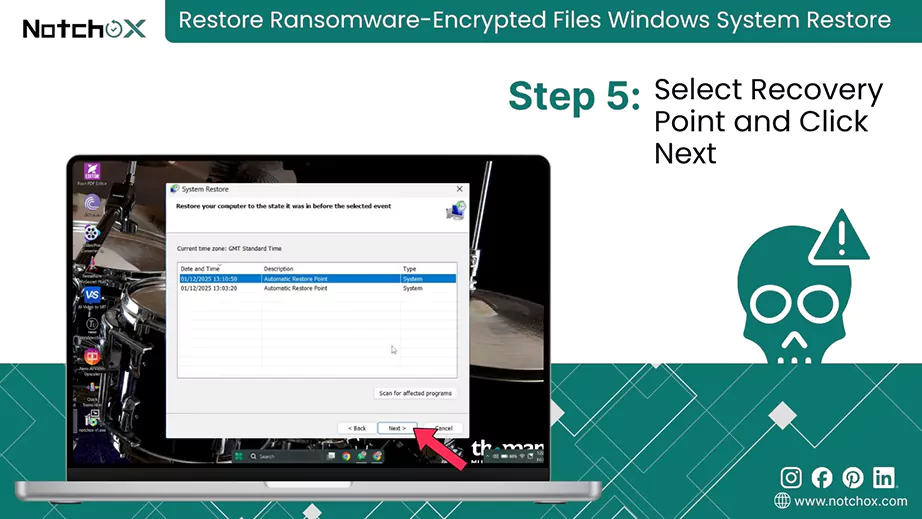 Select Recovery Point and Click Next