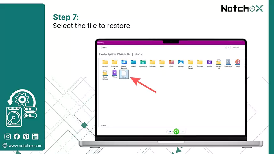 Select the file to restore