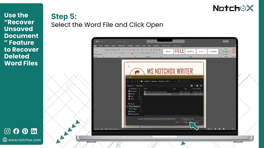 Select the Word File and Click Open