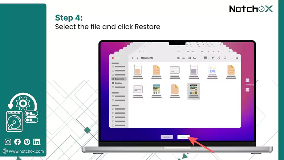Select the file and click Restore