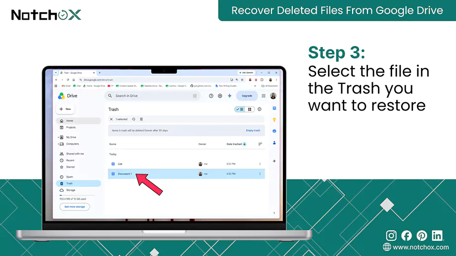 Select the file in the Trash you want to restore