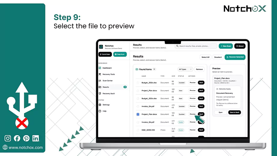Select the file to preview