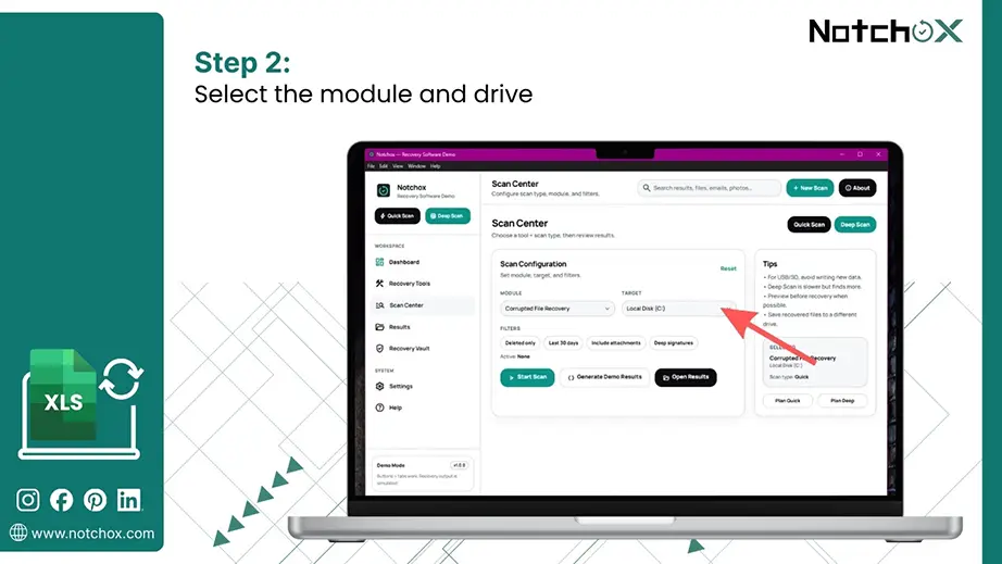 Select the module and drive