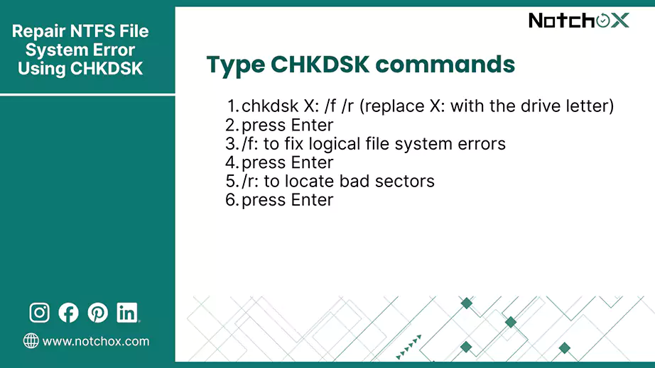 Type CHKDSK commands