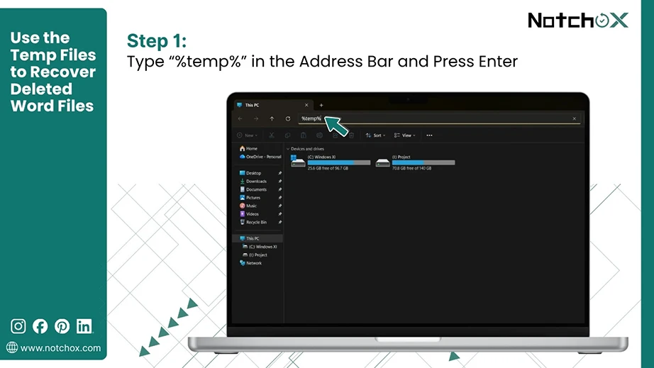 Type temp in the Address Bar and Press Enter