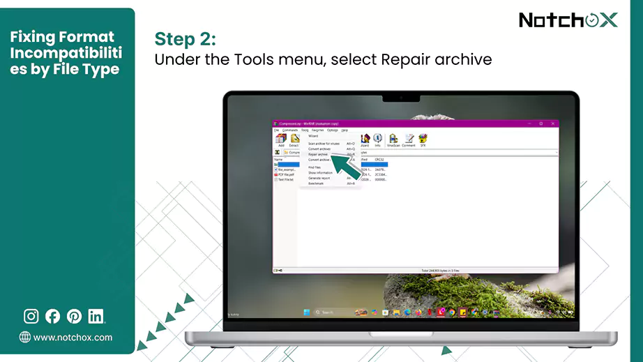 Under the Tools menu select Repair archive