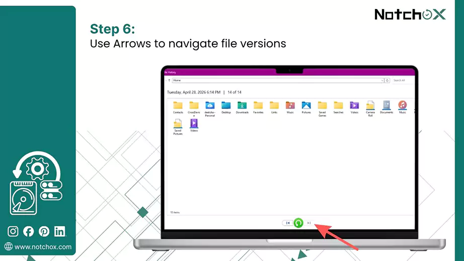 Use Arrows to navigate file versions