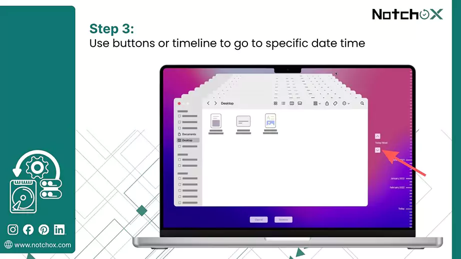 Use buttons or timeline to go to specific date time