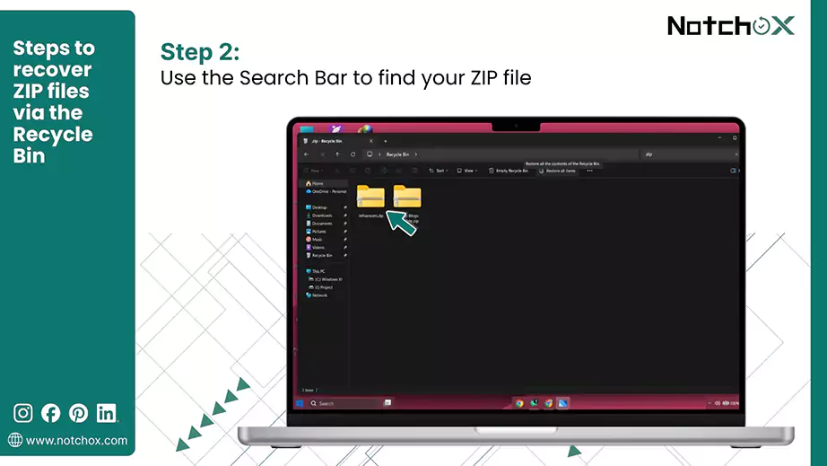 Use the Search Bar to find your ZIP files