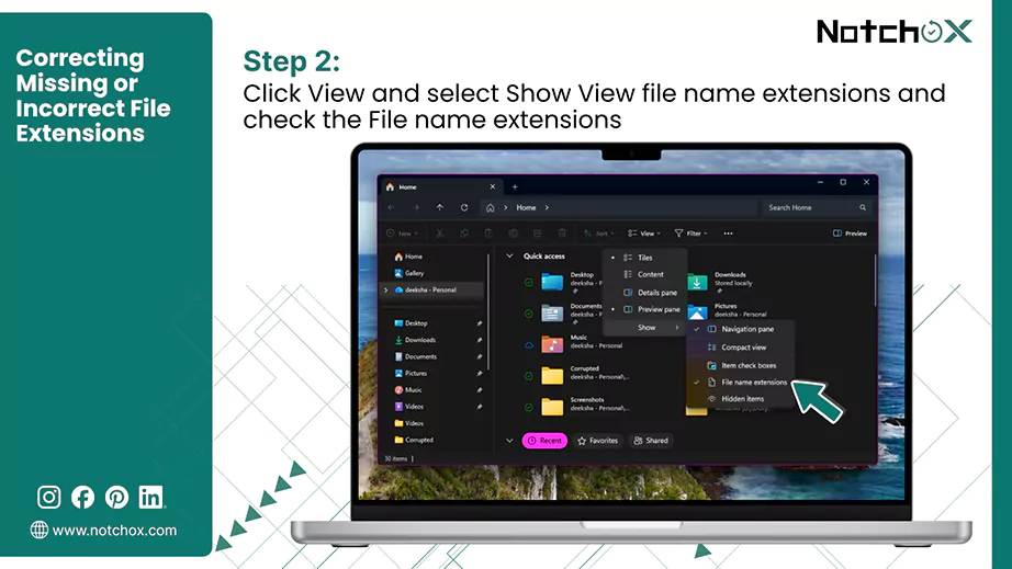 View file name extensions