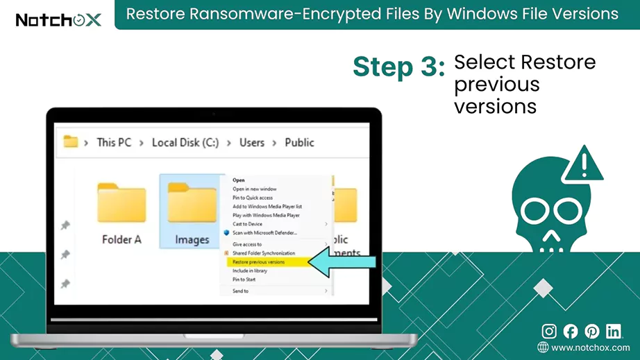 select Restore previous versions