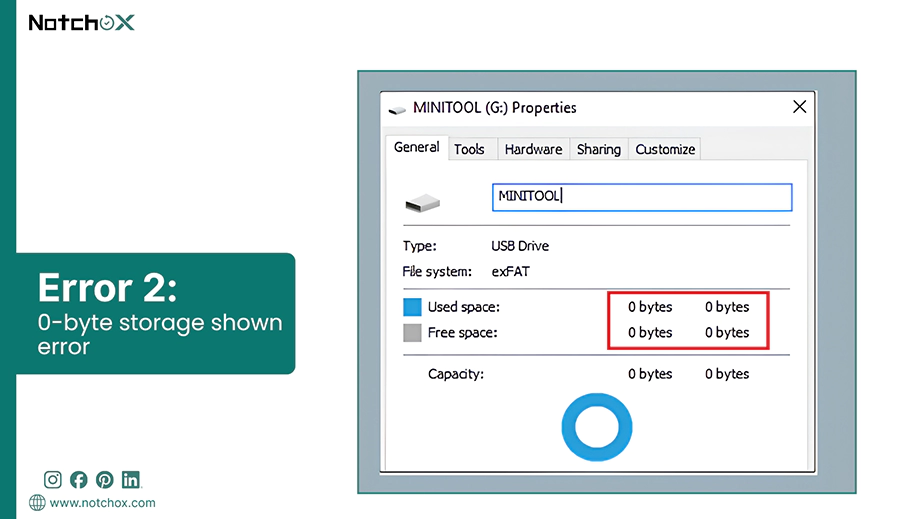 0 byte storage shown error