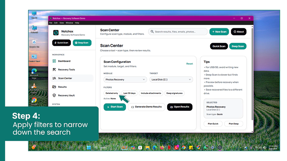 Apply filters to narrow down the search