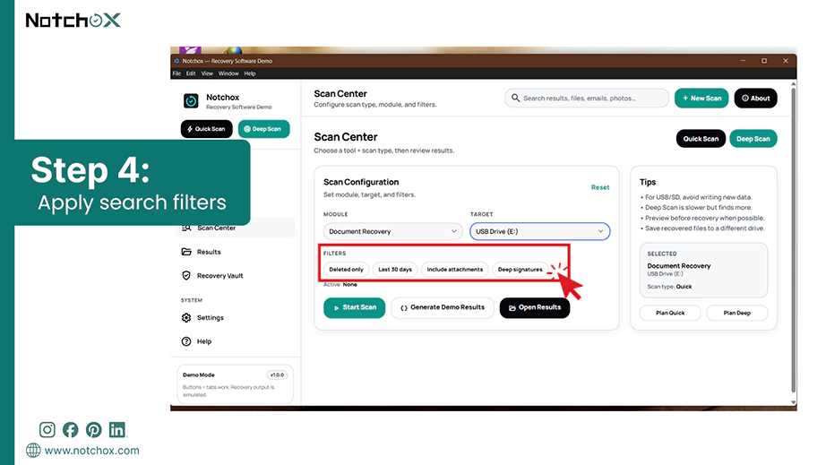 Apply search filters