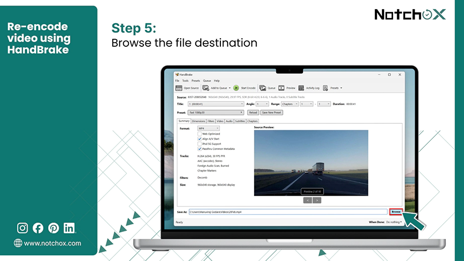 Browse the file destination