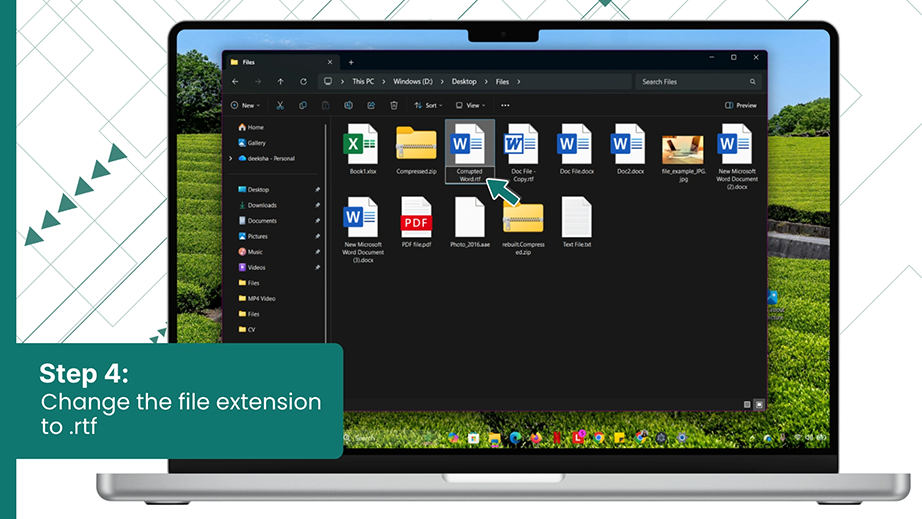 Change the file extension to .rtf
