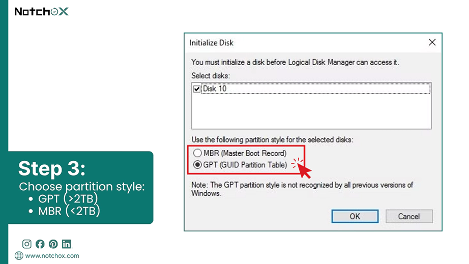 Choose partition style
