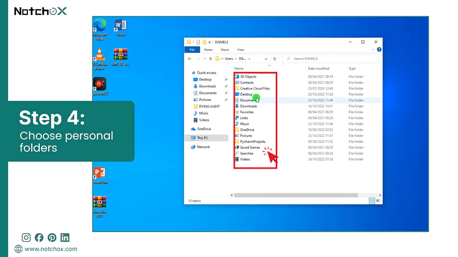 Choose personal folders