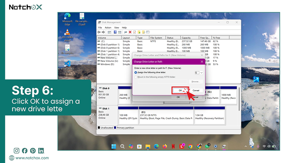 Click OK to assign a new drive letter