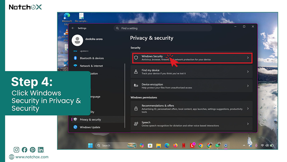 Click Windows Security in Privacy and Security