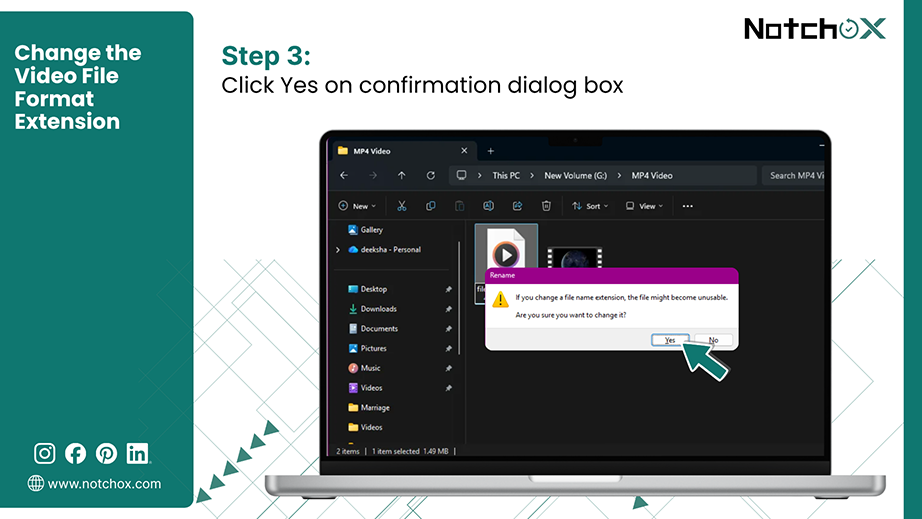 Click Yes on confirmation dialog box