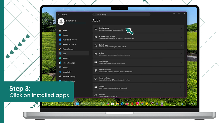 Click on Installed apps